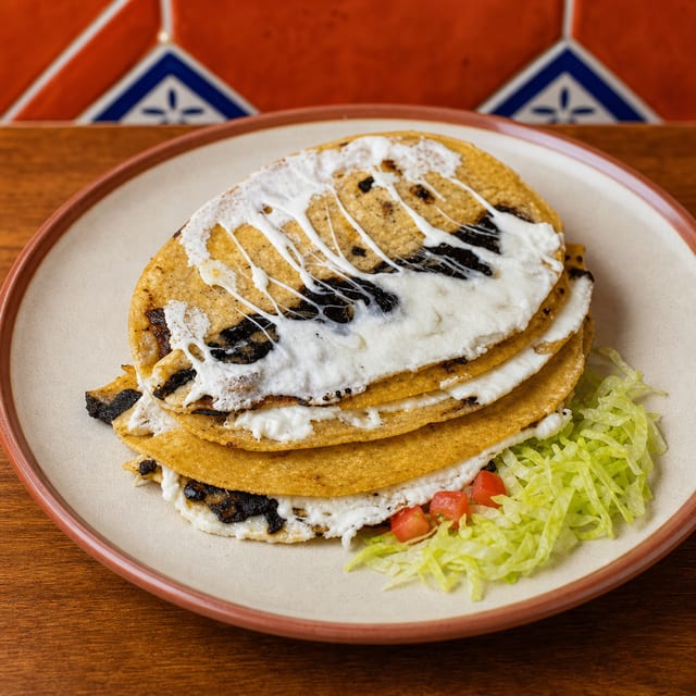 Huitlacoche (Corn Fungus) Quesadilla.